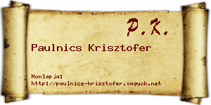Paulnics Krisztofer névjegykártya